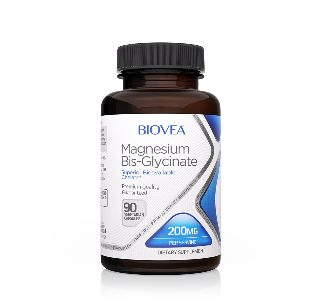 MAGNESIUM BIS-GLYCINATE 200mg 90 Vegetarian Capsules