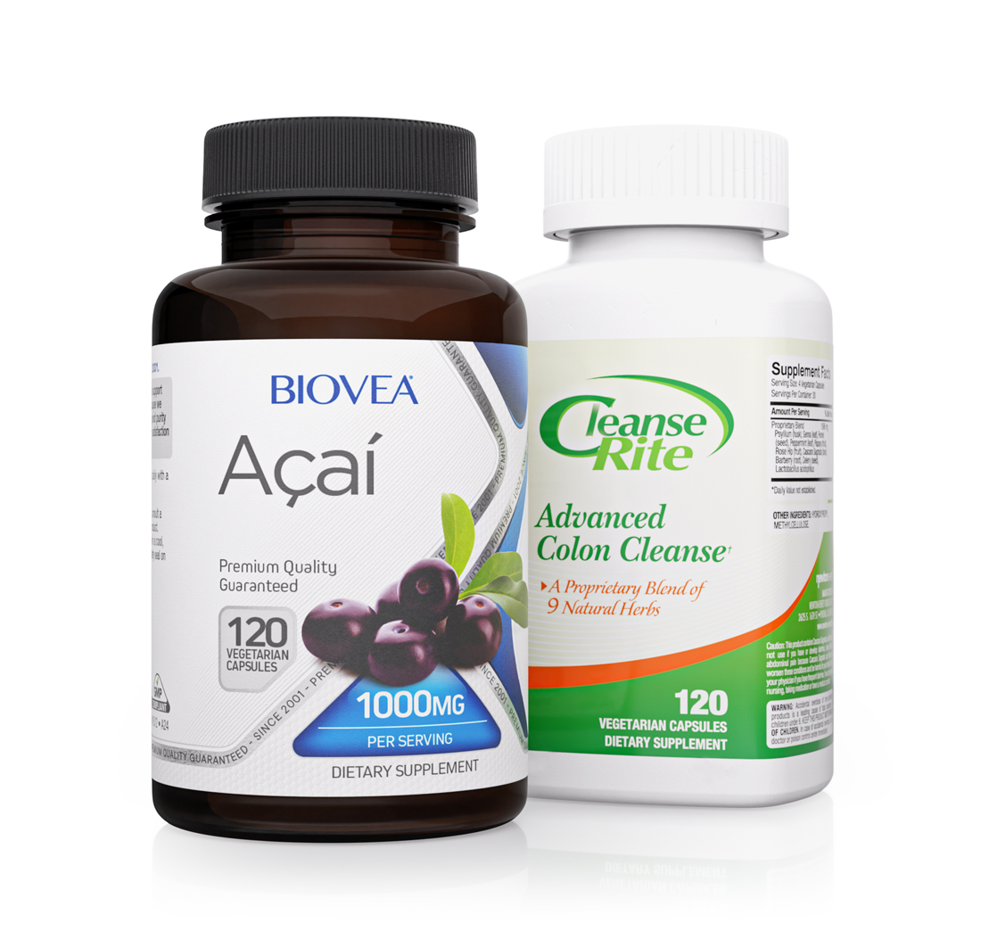 CLEANSE-RITE ADVANCED COLON CLEANSE & ACAI BERRY 1000mg VALUE PACK