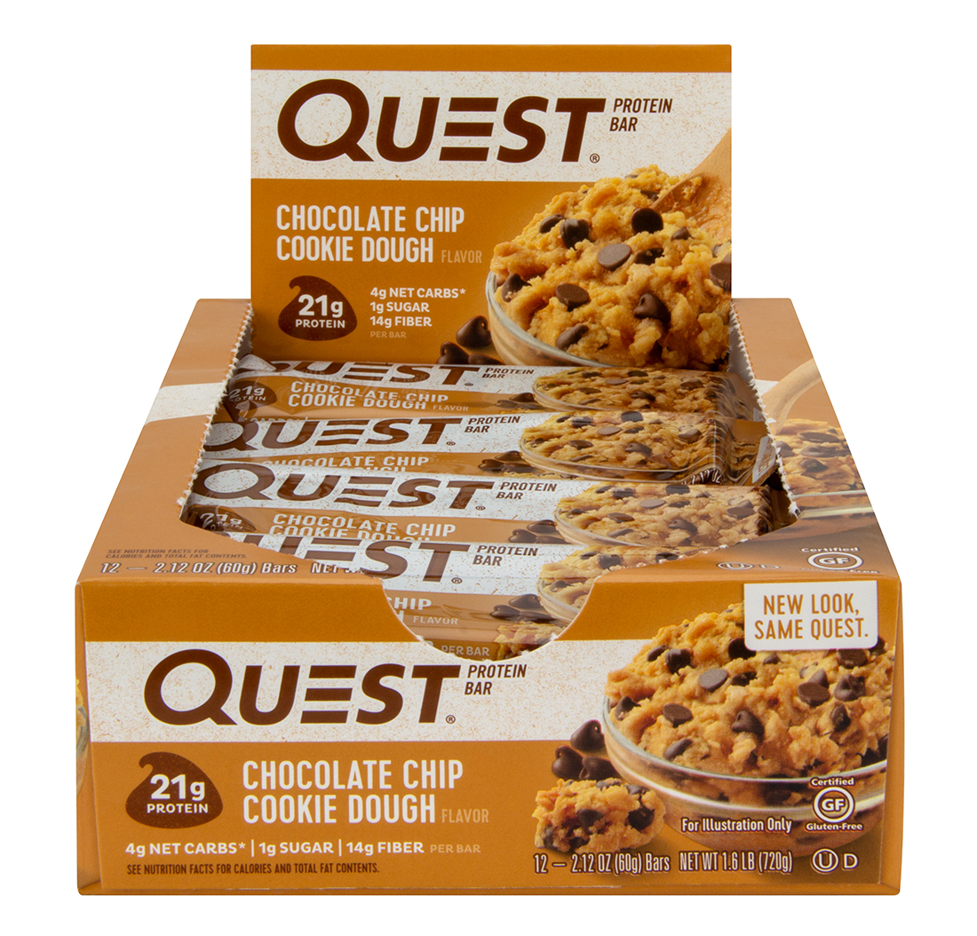 QUEST NUTRITION PROTEIN BAR (Chocolate Chip Cookie Dough) (Keto) 12 Bars
