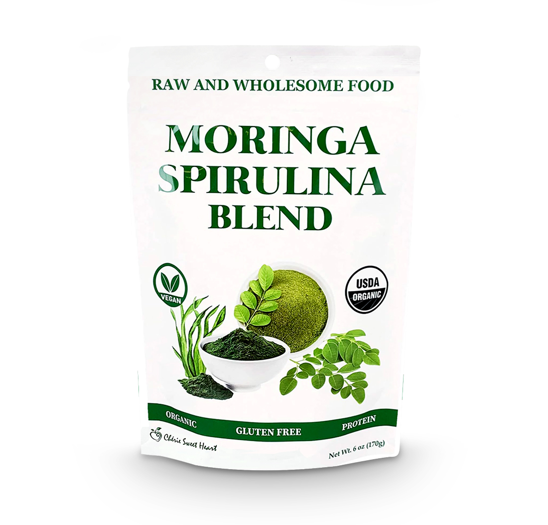 MORINGA SPIRULINA BLEND POWDER (Organic) (6oz) 170g